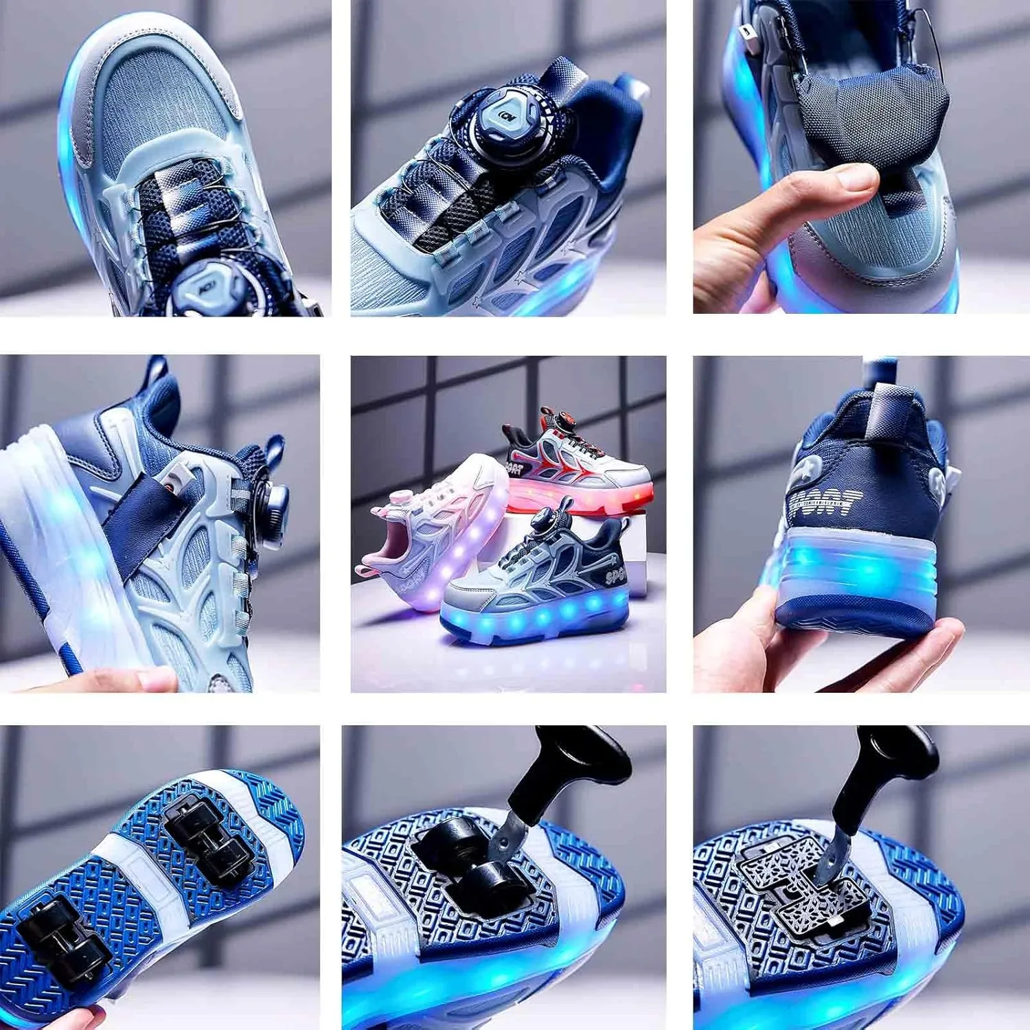 16 LED Light Up Kids Roller Skate Shoes with 4 Wheel, Sneakers for Boys Girls Birthday Thanksgiving Christmas Day
