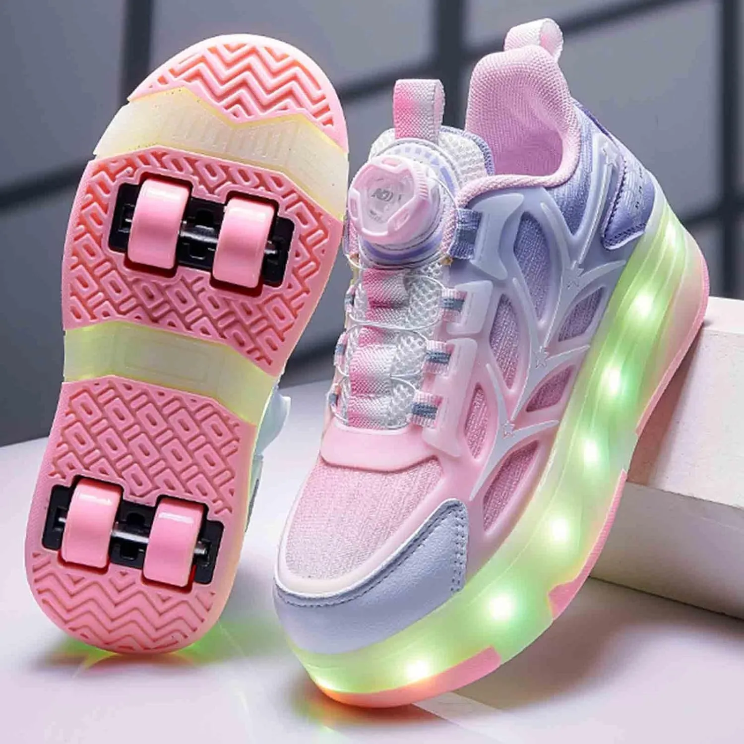 16 LED Light Up Kids Roller Skate Shoes with 4 Wheel, Sneakers for Boys Girls Birthday Thanksgiving Christmas Day