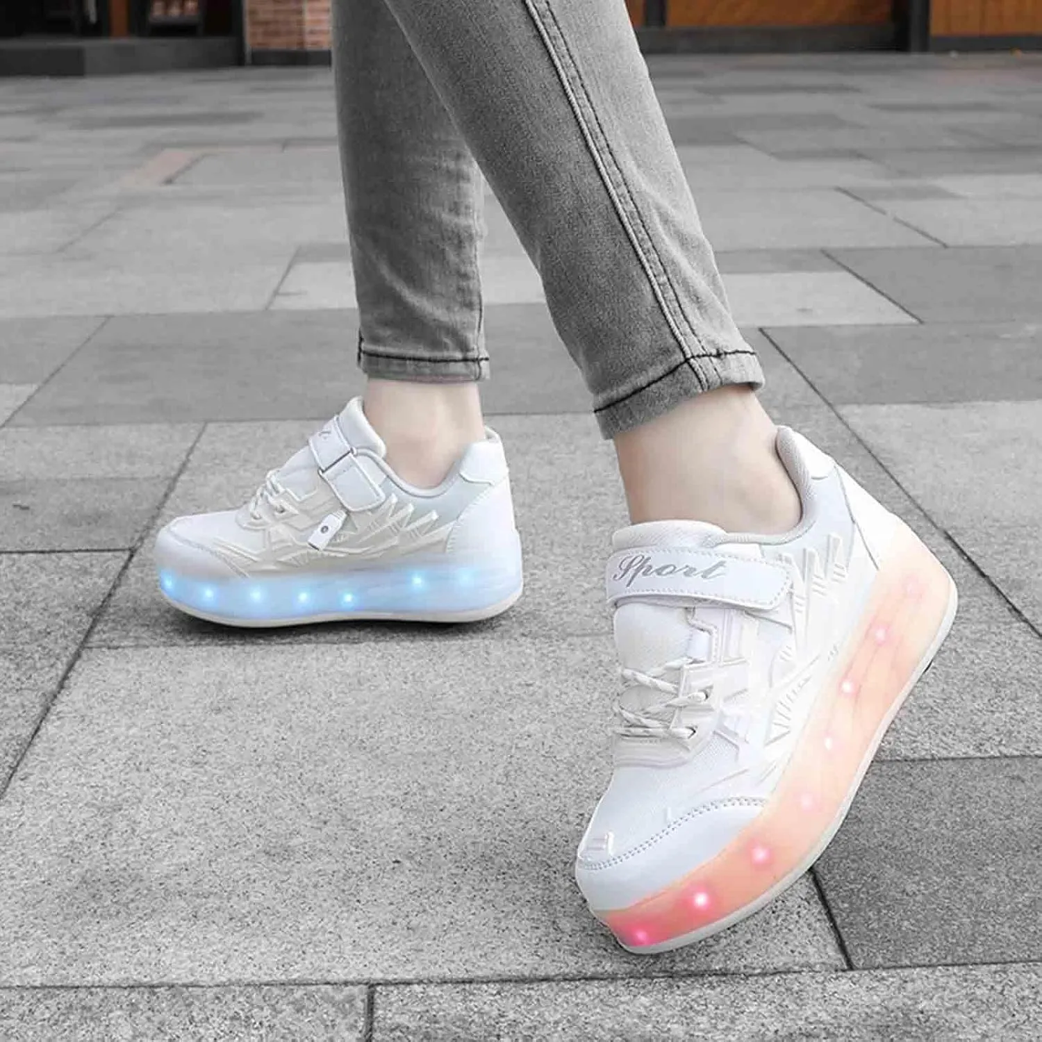 16 LED Light Up Kids Roller Skate Shoes with 4 Wheel, Sneakers for Boys Girls Birthday Thanksgiving Christmas Day