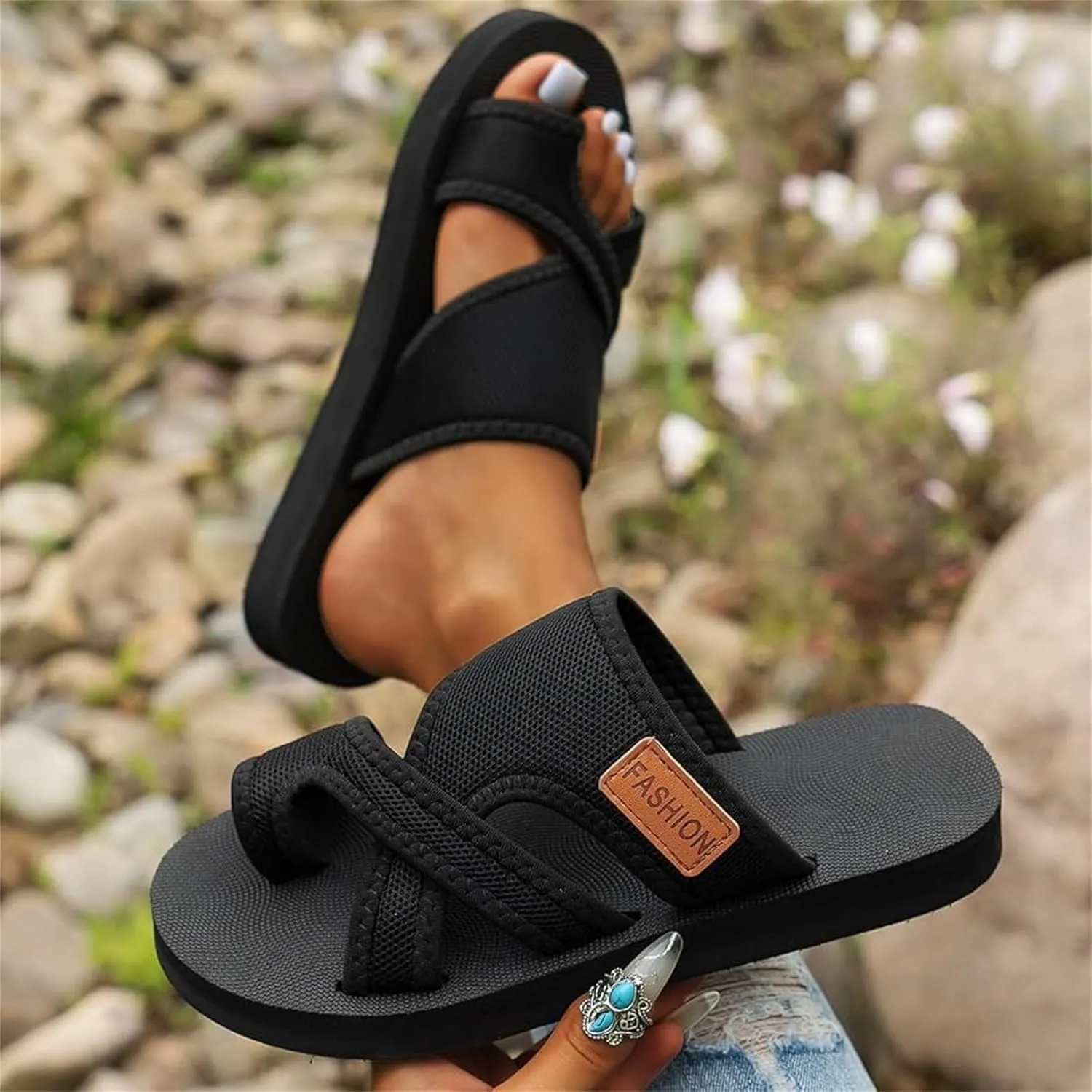 Avylays Orthopedic Sandals for Women Hollow Mesh Slide Flip Flops Comfortable Breathable Sandals with Arch Support