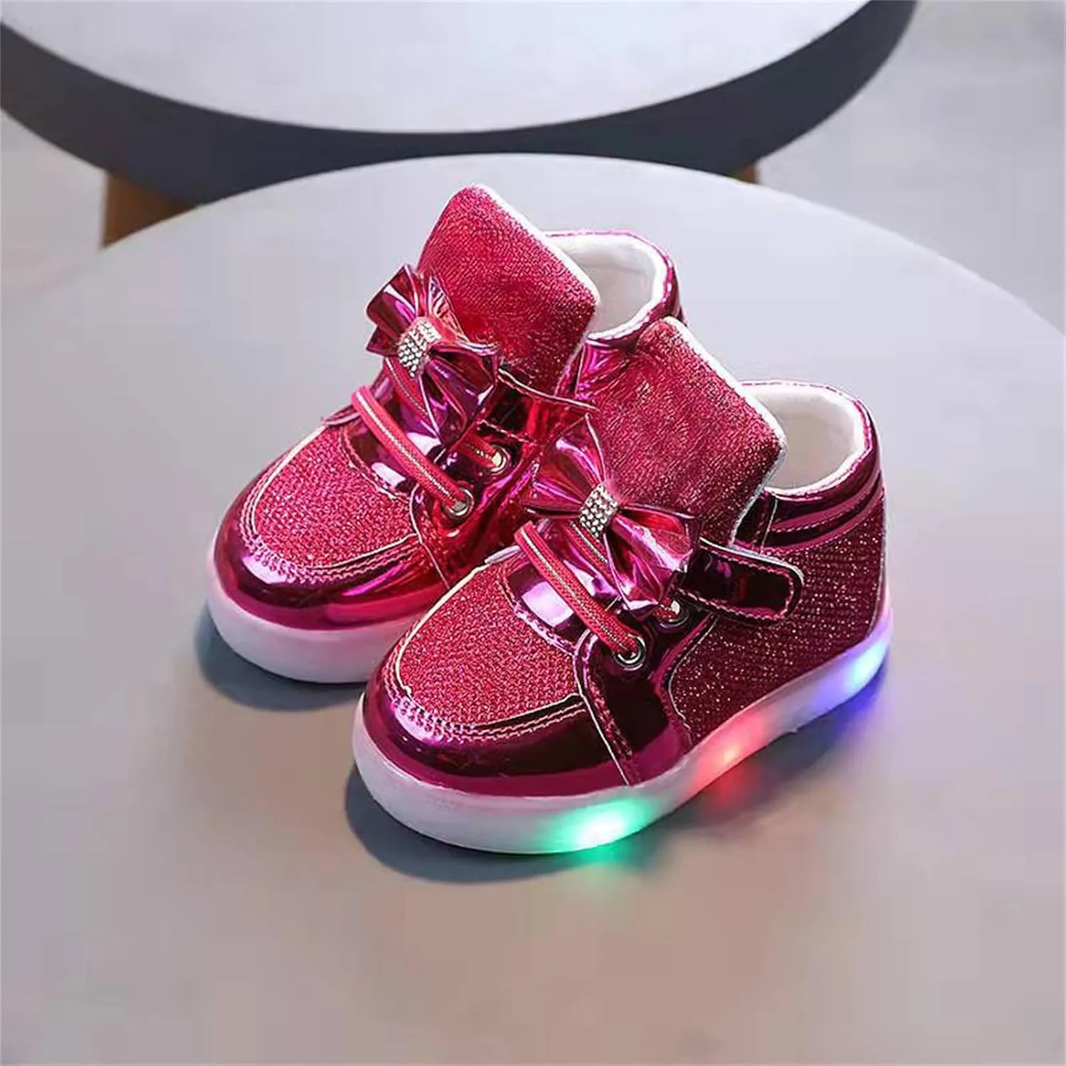 Baby Toddler Boys Girl Led Light Up Casual Shoes 1‐7 Years Kids 𝗖artoon Rabbit Luminous Bow Sport Shoes Sneakers