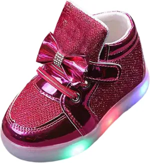 Baby Toddler Boys Girl Led Light Up Casual Shoes 1‐7 Years Kids 𝗖artoon Rabbit Luminous Bow Sport Shoes Sneakers