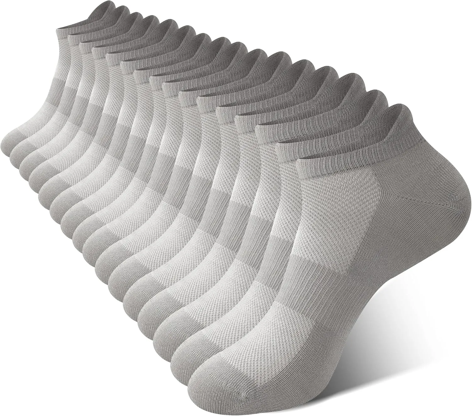 BAMBOO COOL Men's Ankle Socks Athletic Low Cut Heel Tab Cushioned Moisture Wicking, Running Arch Support Breathable, 8 Pack