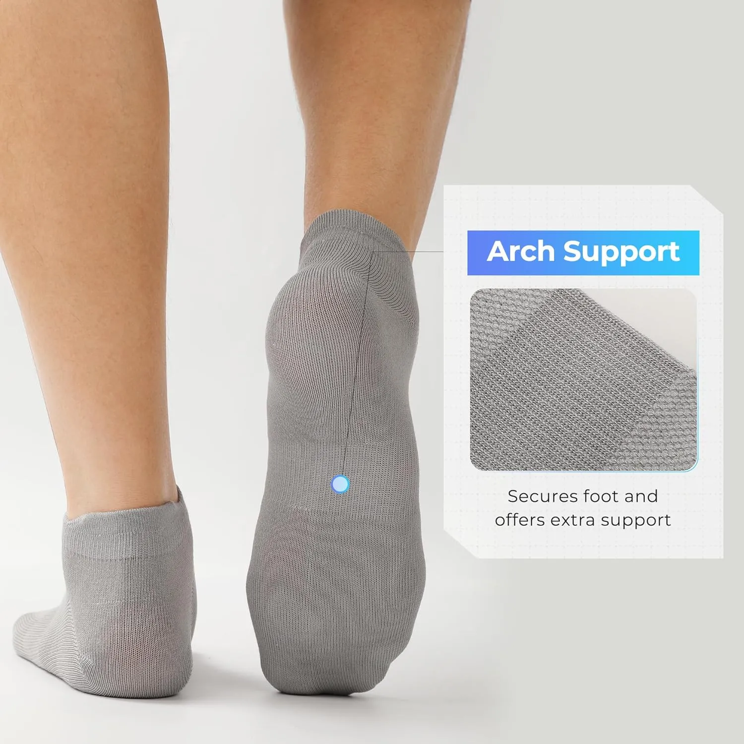 BAMBOO COOL Men's Ankle Socks Athletic Low Cut Heel Tab Cushioned Moisture Wicking, Running Arch Support Breathable, 8 Pack