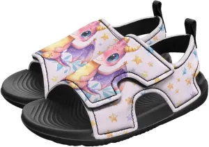 Boys Dinosaur Sandals Kids Open Toe Summer Outdoor Athletic Sandals Adjustable Beach Water Shoes for Toddler Boys