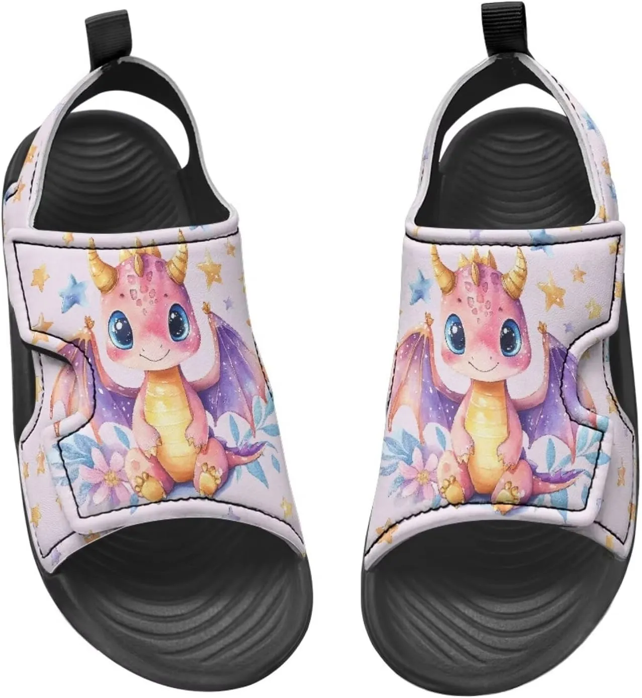 Boys Dinosaur Sandals Kids Open Toe Summer Outdoor Athletic Sandals Adjustable Beach Water Shoes for Toddler Boys