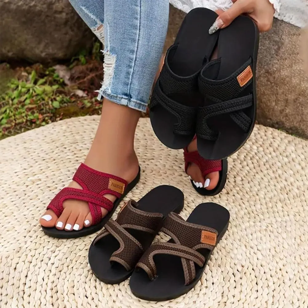 Brahusd Breathable Mesh Slide Sandals for Women 2024, Brahusd Sandals Breathable Mesh Slide, Comfortable Orthopedic Slippers, Lightweight Arch Support Shoes(Dark Brown,7/38)