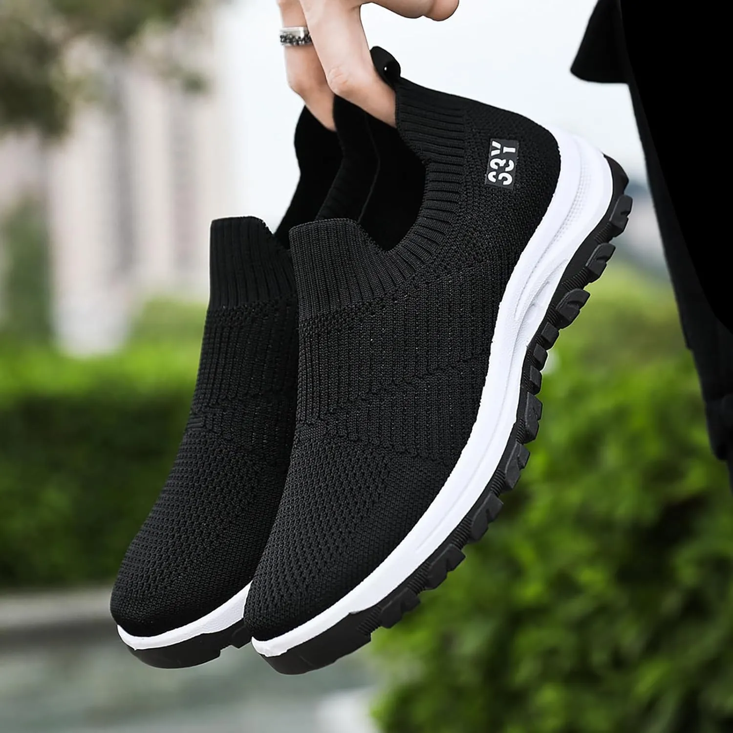 Breathable Mesh Men's Slip on Cushion Running Shoes Ultra Lightweight Comfortable Non Slip Sneakers with Arch Support for Gym Workouts & Outdoor Walking Daily Casual Shoes for Men