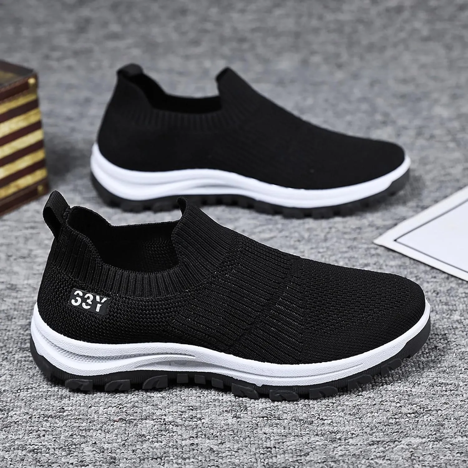 Breathable Mesh Men's Slip on Cushion Running Shoes Ultra Lightweight Comfortable Non Slip Sneakers with Arch Support for Gym Workouts & Outdoor Walking Daily Casual Shoes for Men