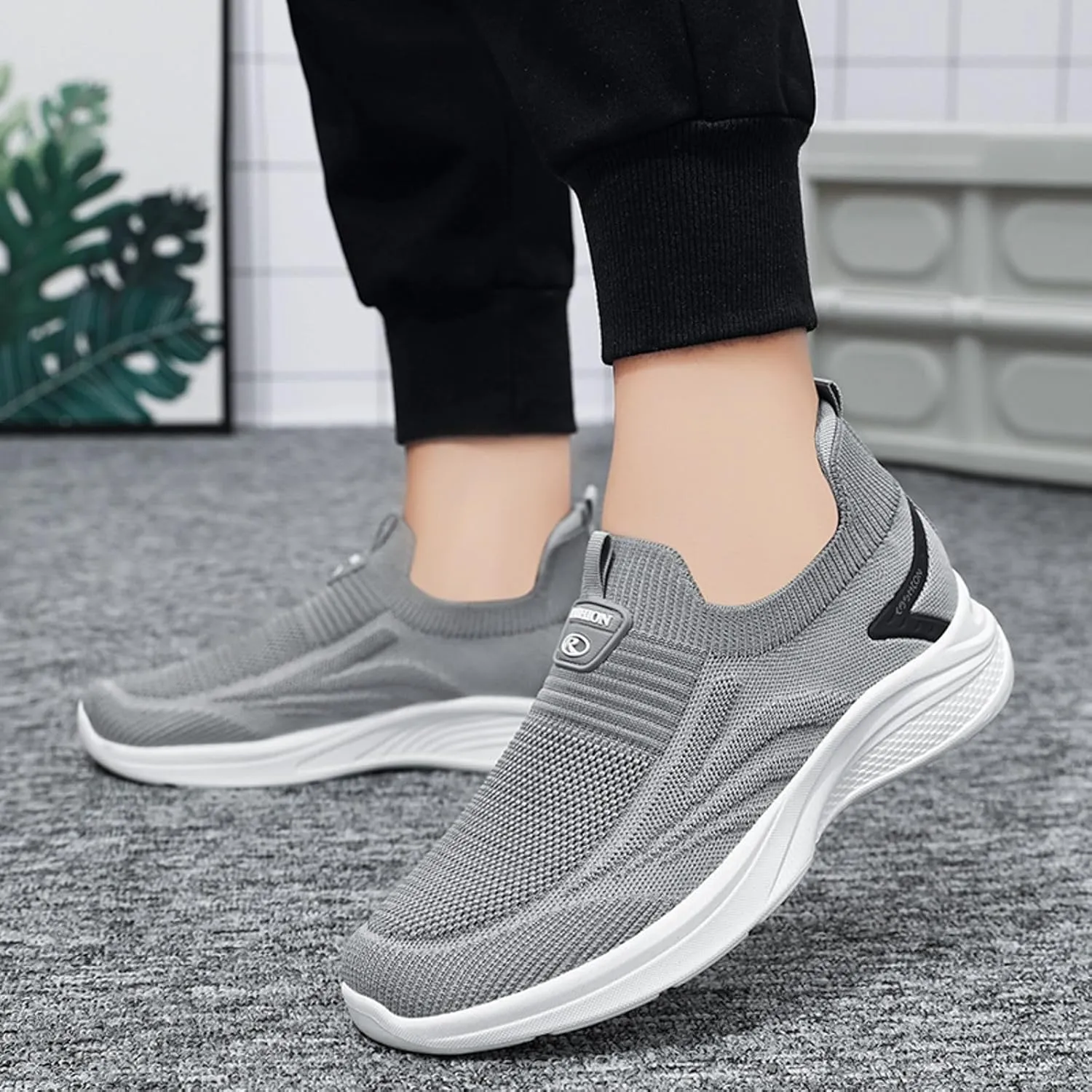 Breathable Mesh Men's Slip on Shoes Lightweight Comfortable Sole Sneakers for Athletic Training, Jogging & Casual Outdoor Activities Summer Spring Daily Work Fashionalbe Footwear Men