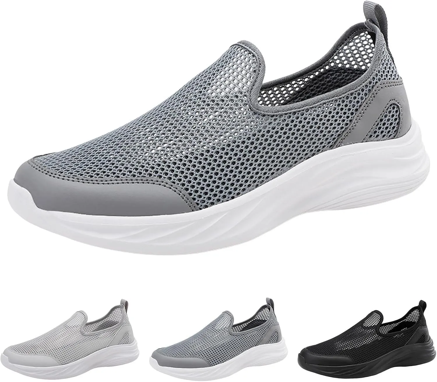 Breathable Mesh Men's Slip on Walking Shoes Lightweight Comfortable Sneakers with Durable Outsole for Gym, Walking & Casual Use Fahionable Water Friendly Summer Quick Drying Shoes