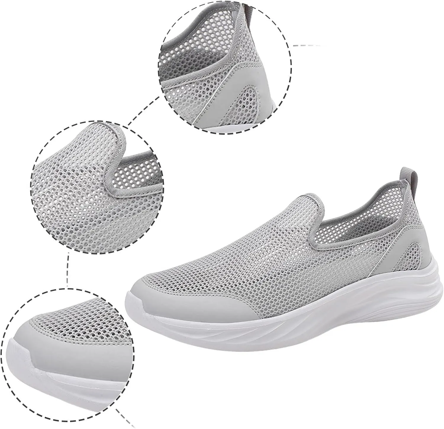 Breathable Mesh Men's Slip on Walking Shoes Lightweight Comfortable Sneakers with Durable Outsole for Gym, Walking & Casual Use Fahionable Water Friendly Summer Quick Drying Shoes