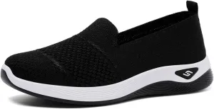 Canbebig Walking Shoes Women Woven Orthopedic Breathable Soft Shoes Hands Free Slip on Sneakers with Arch Support Breathable Nurse Shoe for Work Travel