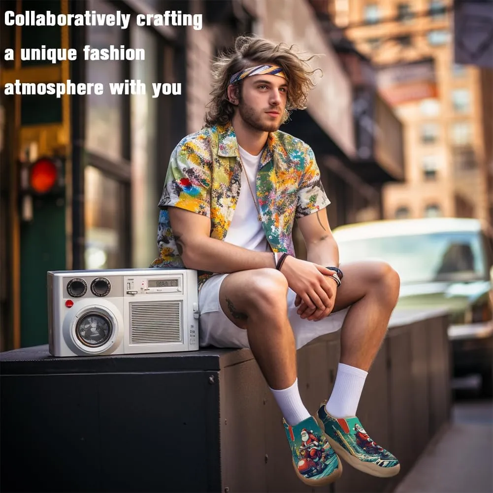 Casual Sneakers for Men Lightweight Walking Slip Ons Loafers Comfortable Art Painted Travel Shoes