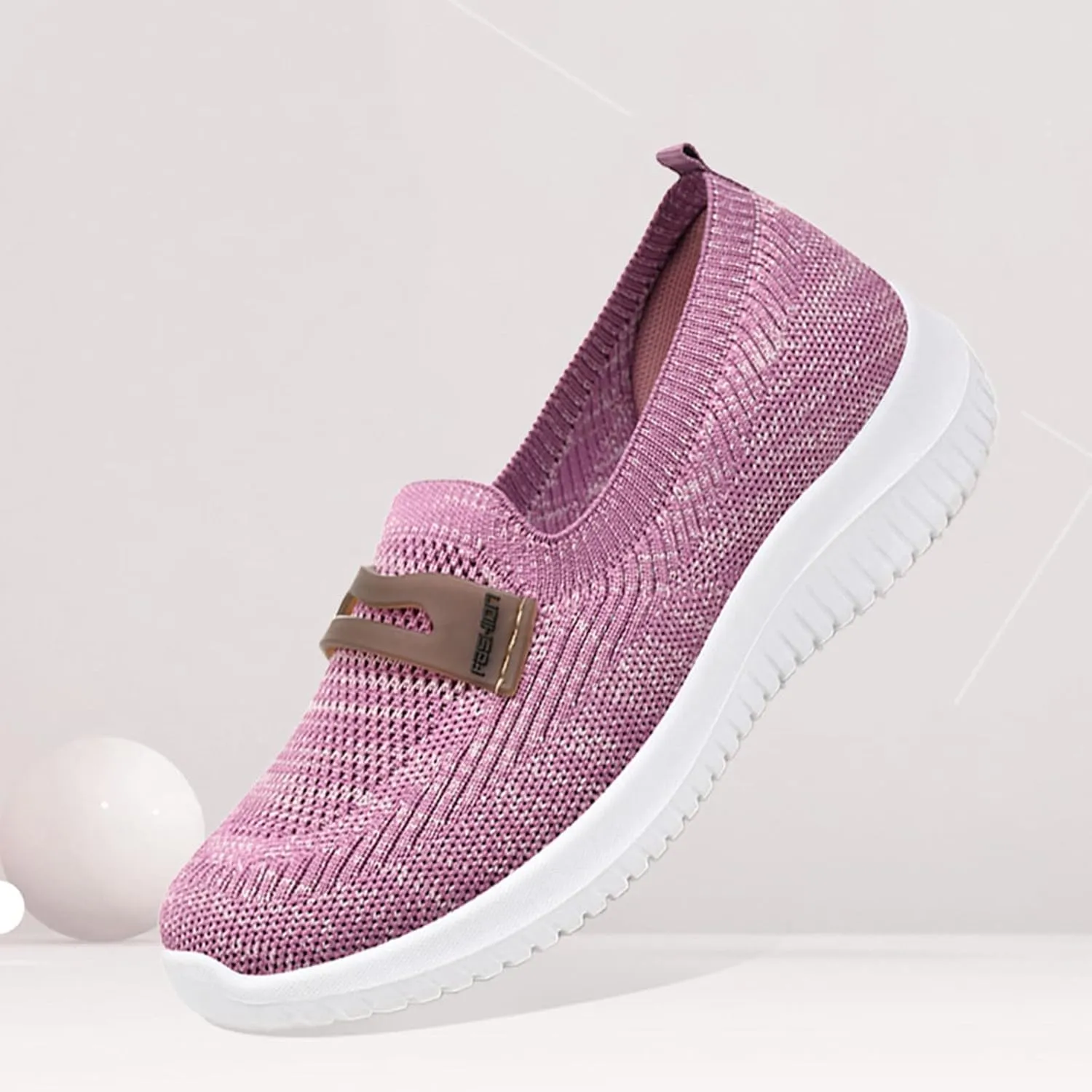 CsgrFagr Women Breathable Lace Up Shoes Flats Casual Shoes Unisex Lightweight Work Shoes Sporty Breathable Slip Work Trainers Casual Shoes Men Size 12 (Purple, 7.5)