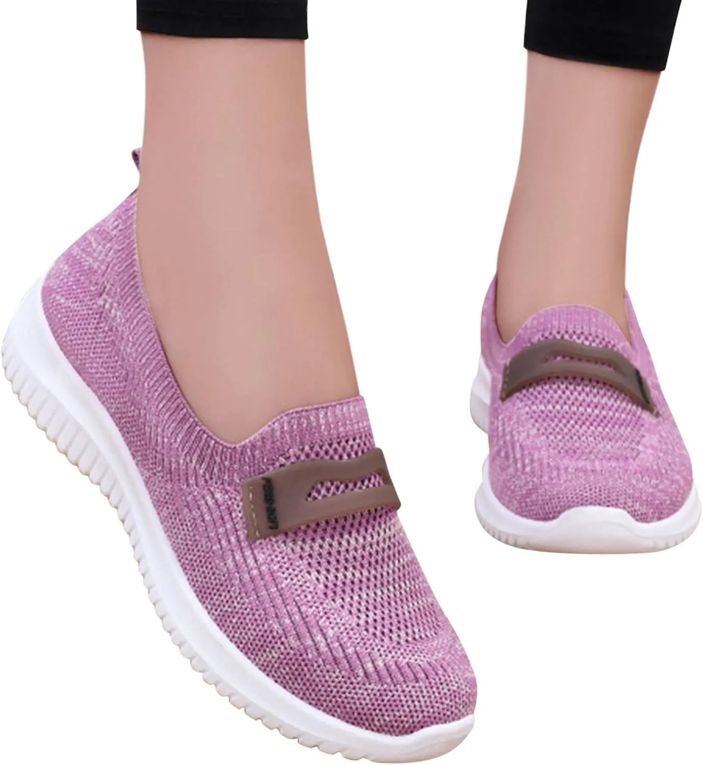 CsgrFagr Women Breathable Lace Up Shoes Flats Casual Shoes Unisex Lightweight Work Shoes Sporty Breathable Slip Work Trainers Casual Shoes Men Size 12 (Purple, 7.5)
