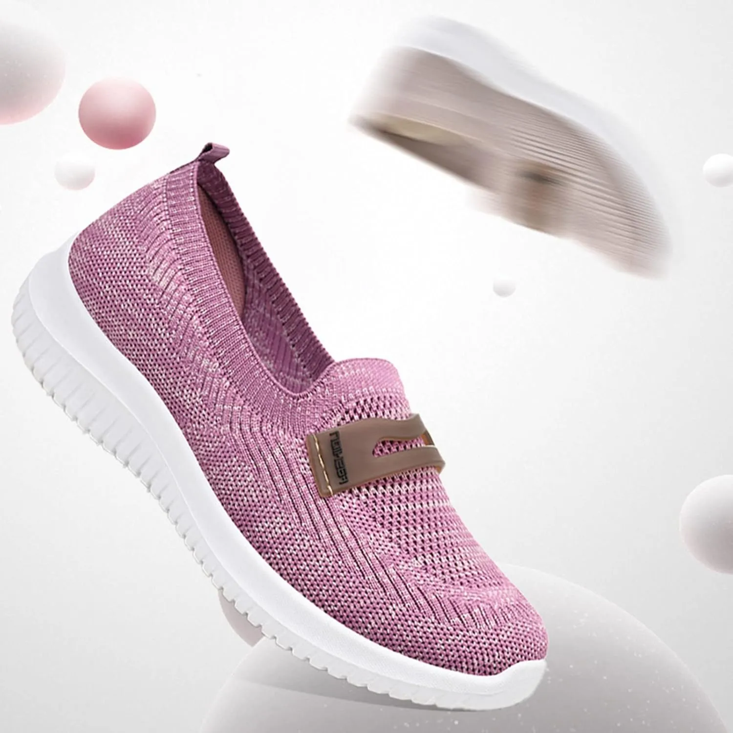 CsgrFagr Women Breathable Lace Up Shoes Flats Casual Shoes Unisex Lightweight Work Shoes Sporty Breathable Slip Work Trainers Casual Shoes Men Size 12 (Purple, 7.5)