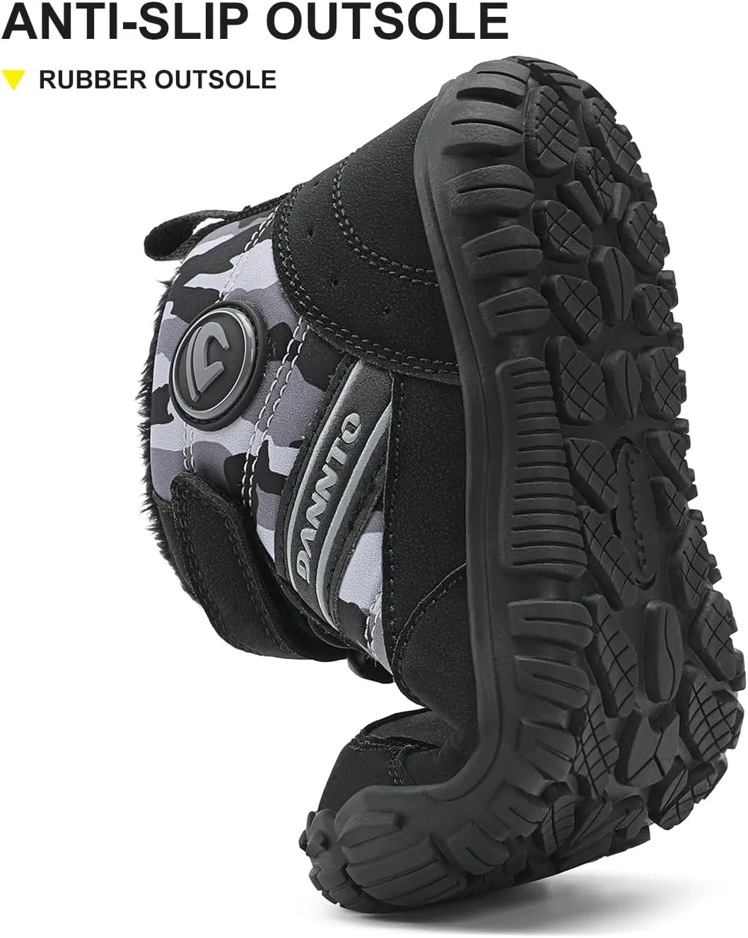 Dannto Kids Winter Snow Boots Boys Girls Wide Toe Box Warm Barefoot Hiking Shoes Fur Lined Outdoor Ankle Walking Boots