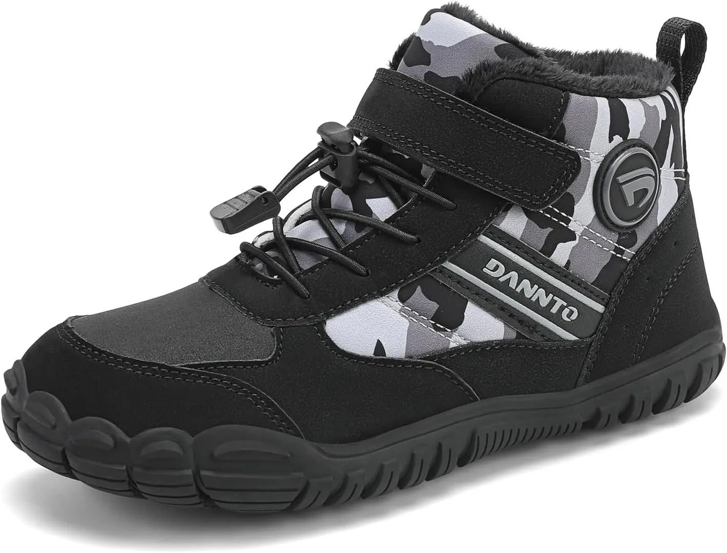 Dannto Kids Winter Snow Boots Boys Girls Wide Toe Box Warm Barefoot Hiking Shoes Fur Lined Outdoor Ankle Walking Boots