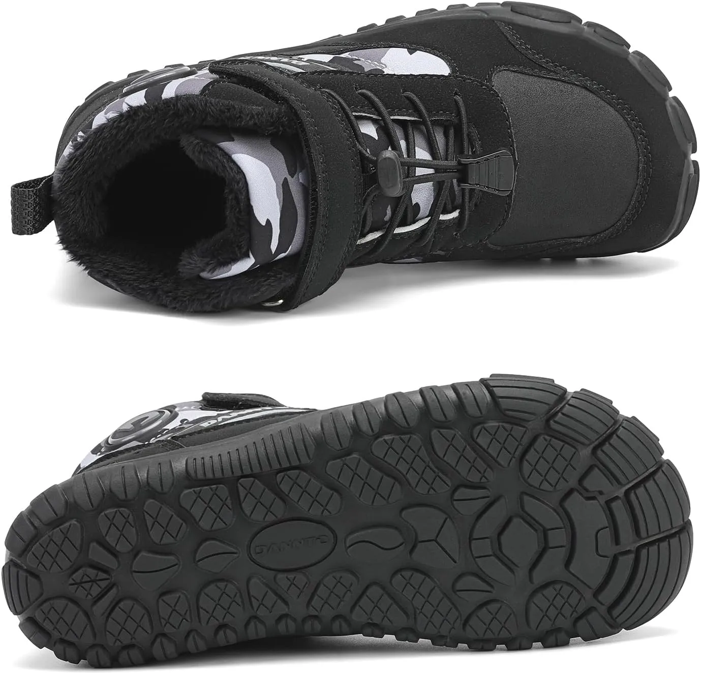 Dannto Kids Winter Snow Boots Boys Girls Wide Toe Box Warm Barefoot Hiking Shoes Fur Lined Outdoor Ankle Walking Boots
