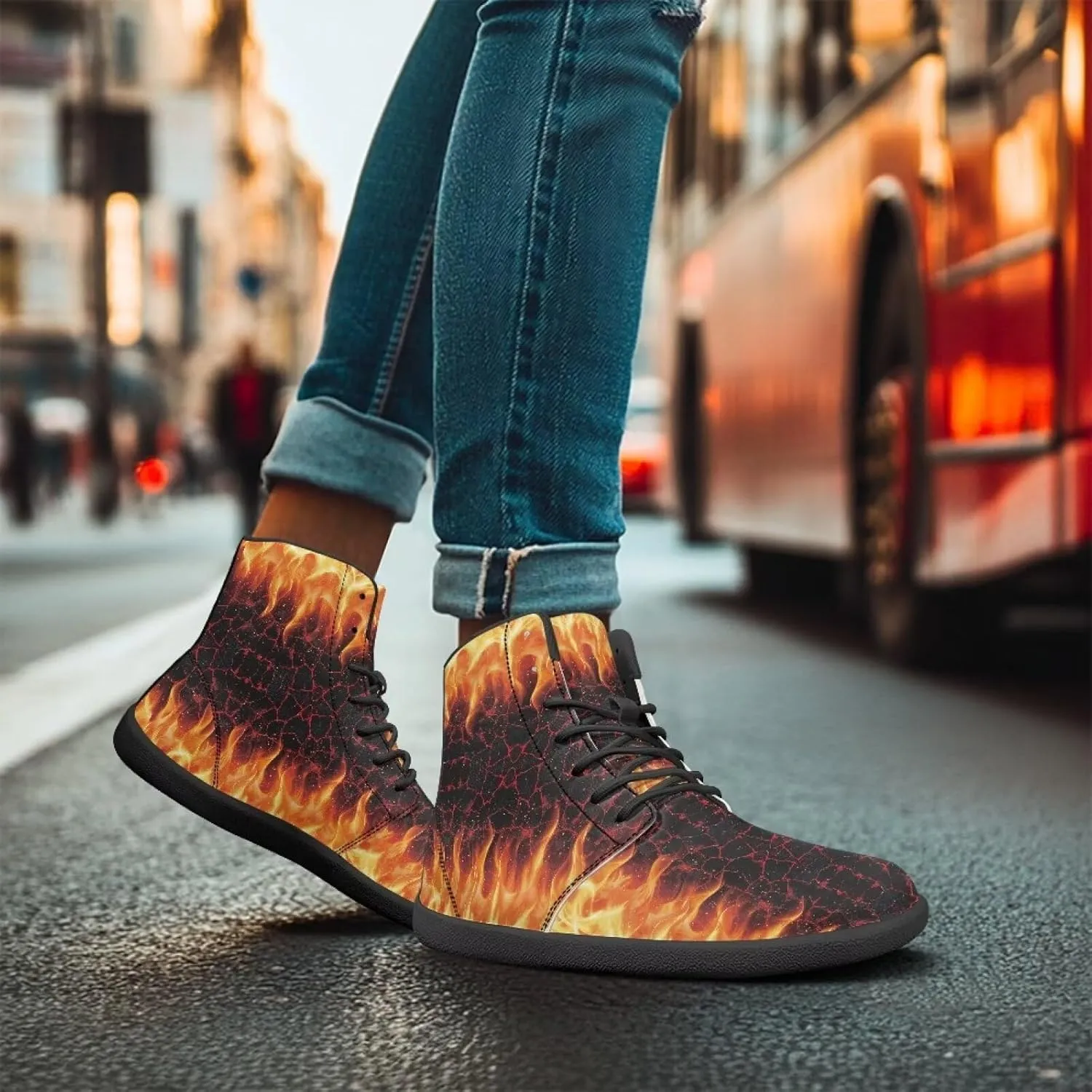 Doojoayie Cool Hightop Shoes for Men Wide Width Fashion Parkour Shoes for Teenager