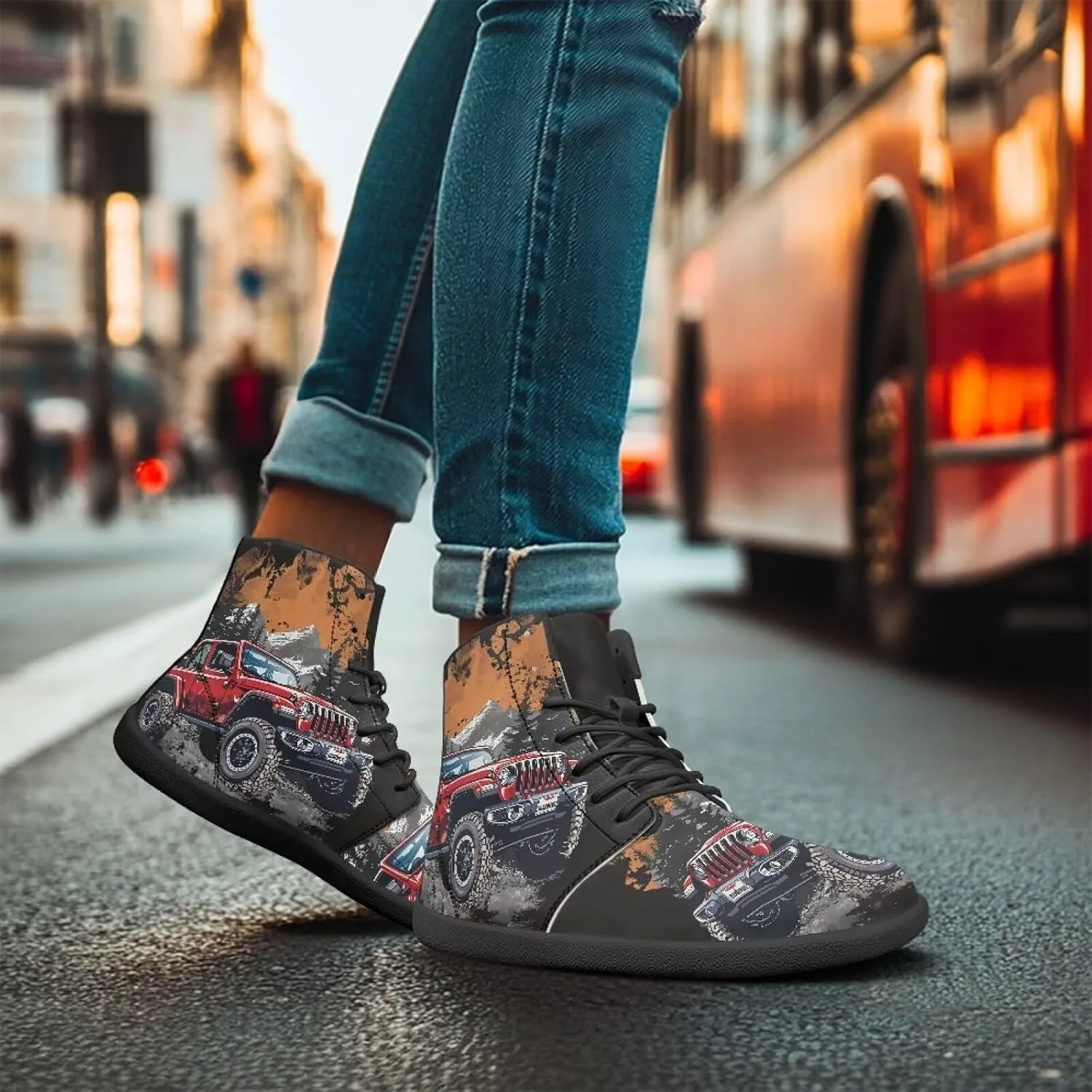 Doojoayie Cool Hightop Shoes for Men Wide Width Fashion Parkour Shoes for Teenager