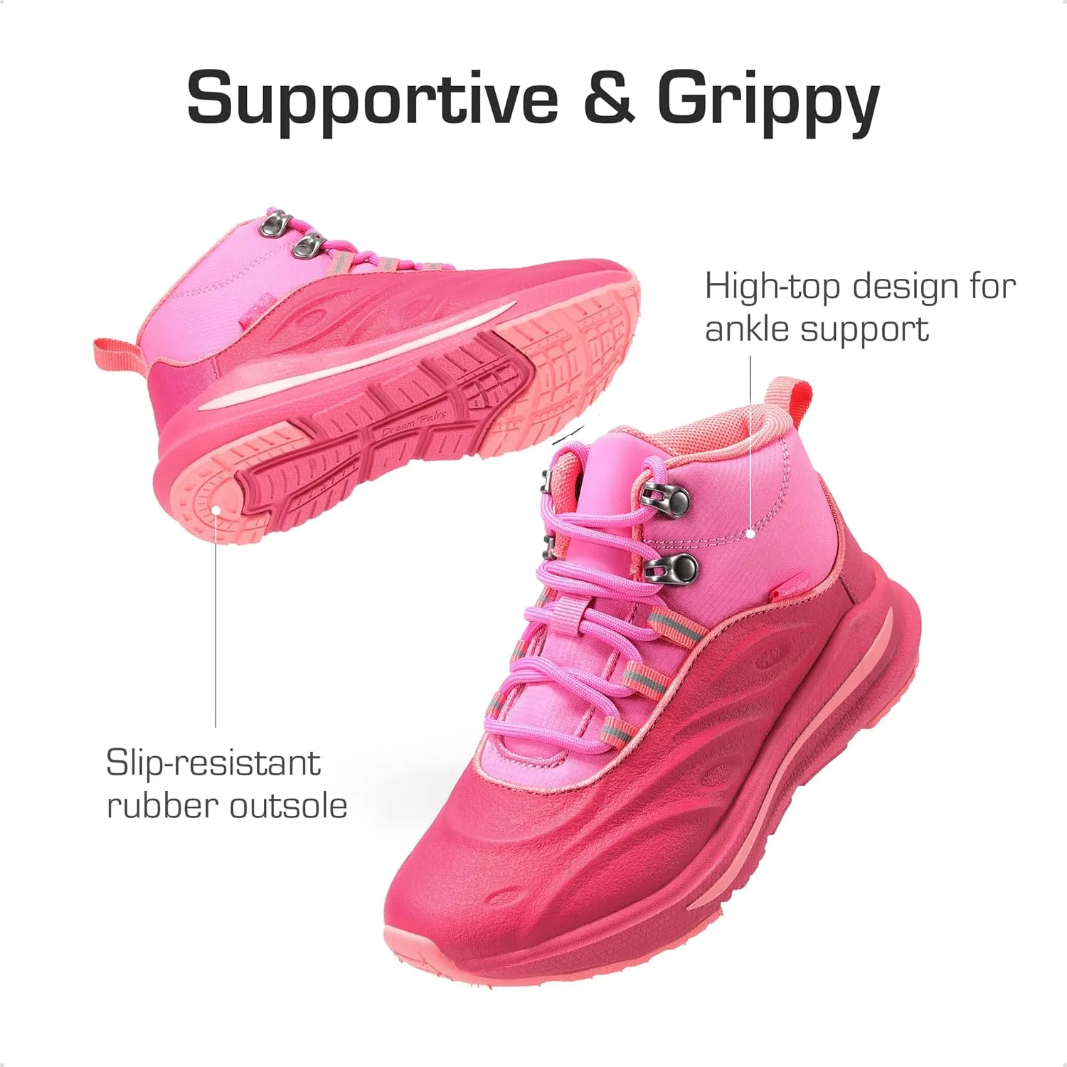 DREAM PAIRS Boys Girls Boots Kids High Top Sneakers Shoes Outdoor Hiking DuraPlay Lace Up Shoes for Little/Big Kid