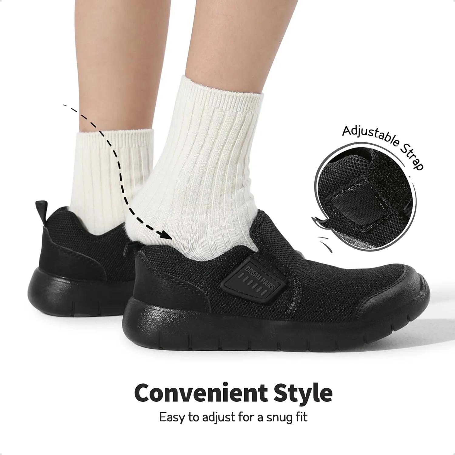 DREAM PAIRS Boys Girls Shoes Kids Slip on Tennis EZ-Ons MightyMovers Running Athletic Barefoot Zero Drop Sports Sneakers