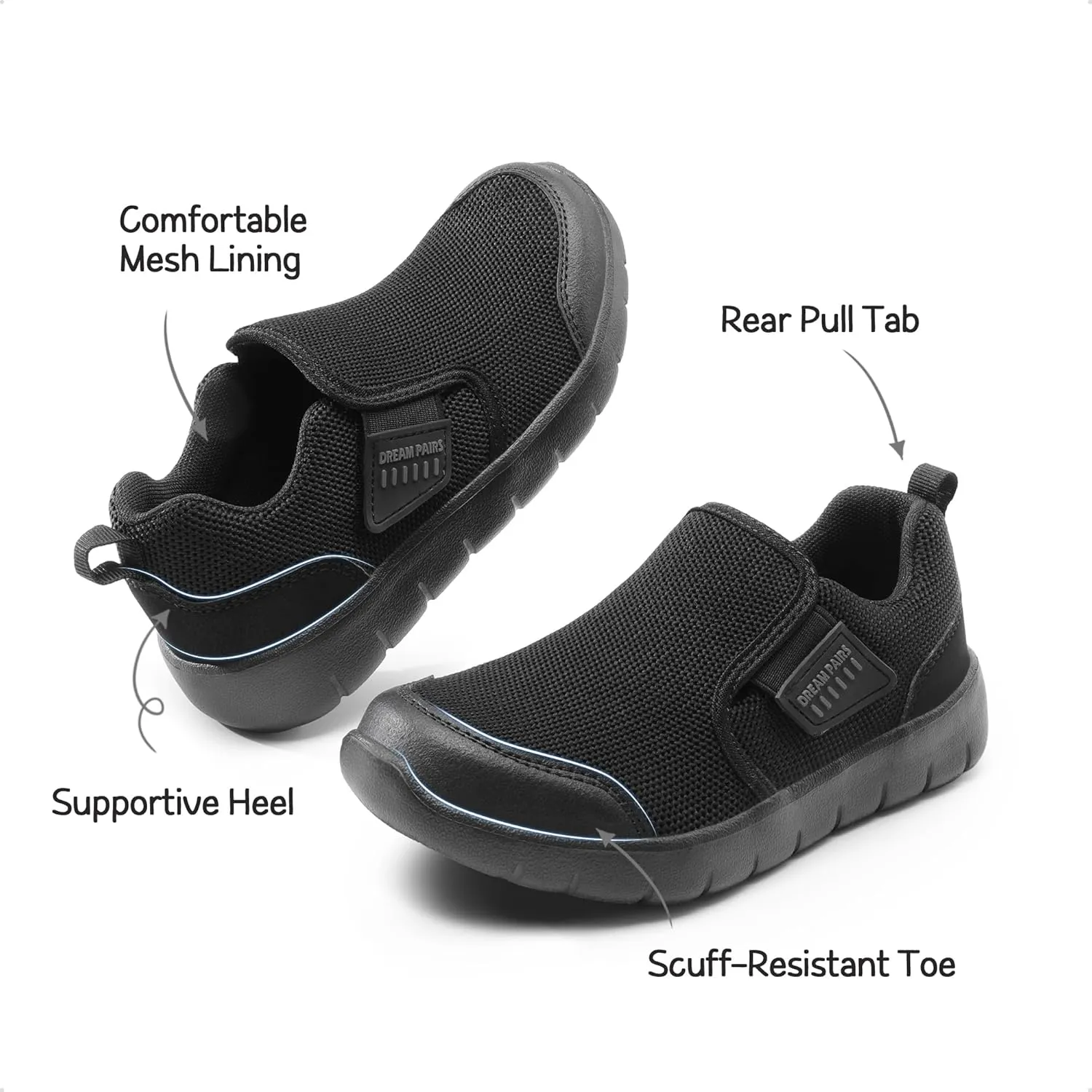 DREAM PAIRS Boys Girls Shoes Kids Slip on Tennis EZ-Ons MightyMovers Running Athletic Barefoot Zero Drop Sports Sneakers