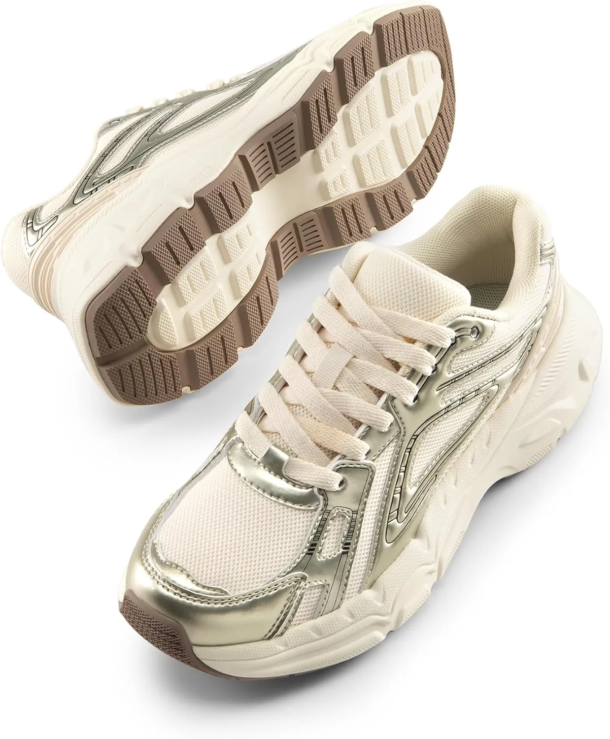 DREAM PAIRS Women's Platform Chunky Liv Fashion Sneakers Walking Lace-Up Comfortable Y2K-Style Sneakers Workout Sport Work Casual Tennis Shoes