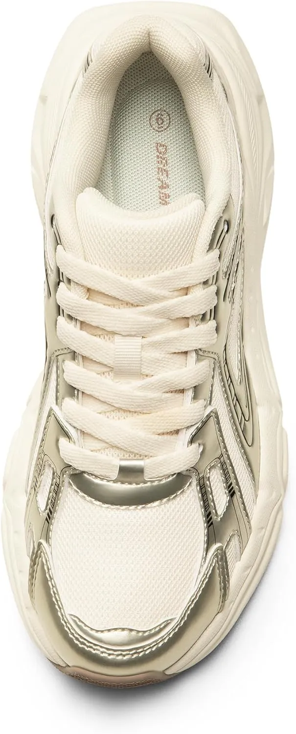 DREAM PAIRS Women's Platform Chunky Liv Fashion Sneakers Walking Lace-Up Comfortable Y2K-Style Sneakers Workout Sport Work Casual Tennis Shoes
