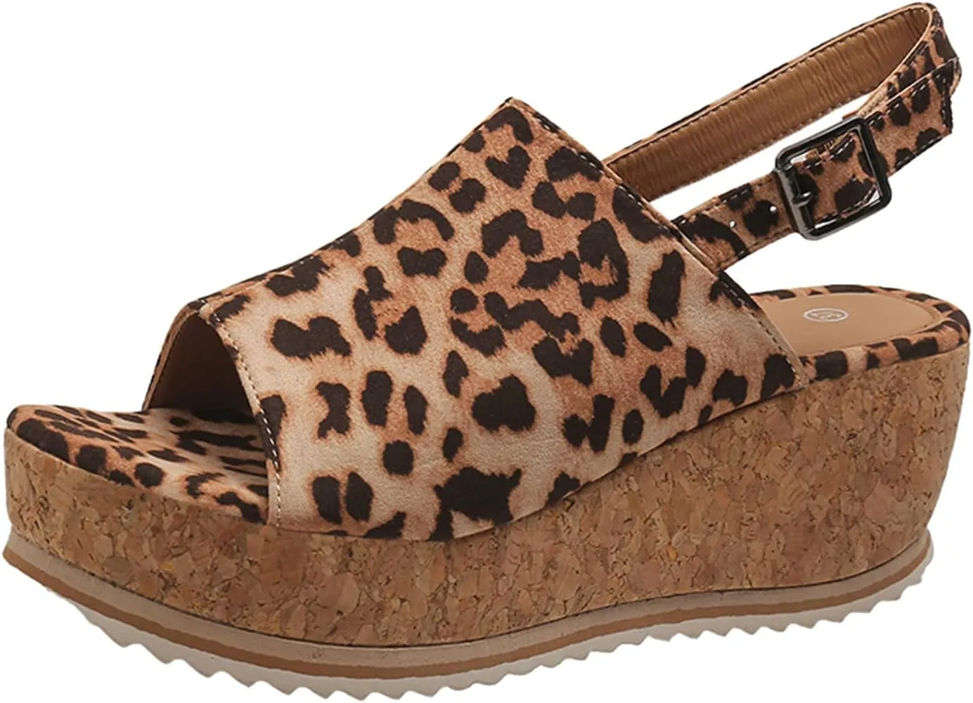 Eduavar Sandals for Women Dressy Summer, Sandals for Women Dressy Leopard Platform Sandals Peep Toe Anti-Slip Sandals