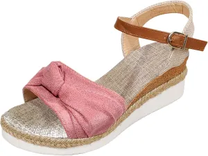 Eduavar Womens Sandals Comfortable, Sandals Women Comfortable Sandals with Ankle Strap Cute Bow Tie Peep Toe Sandals Shoes