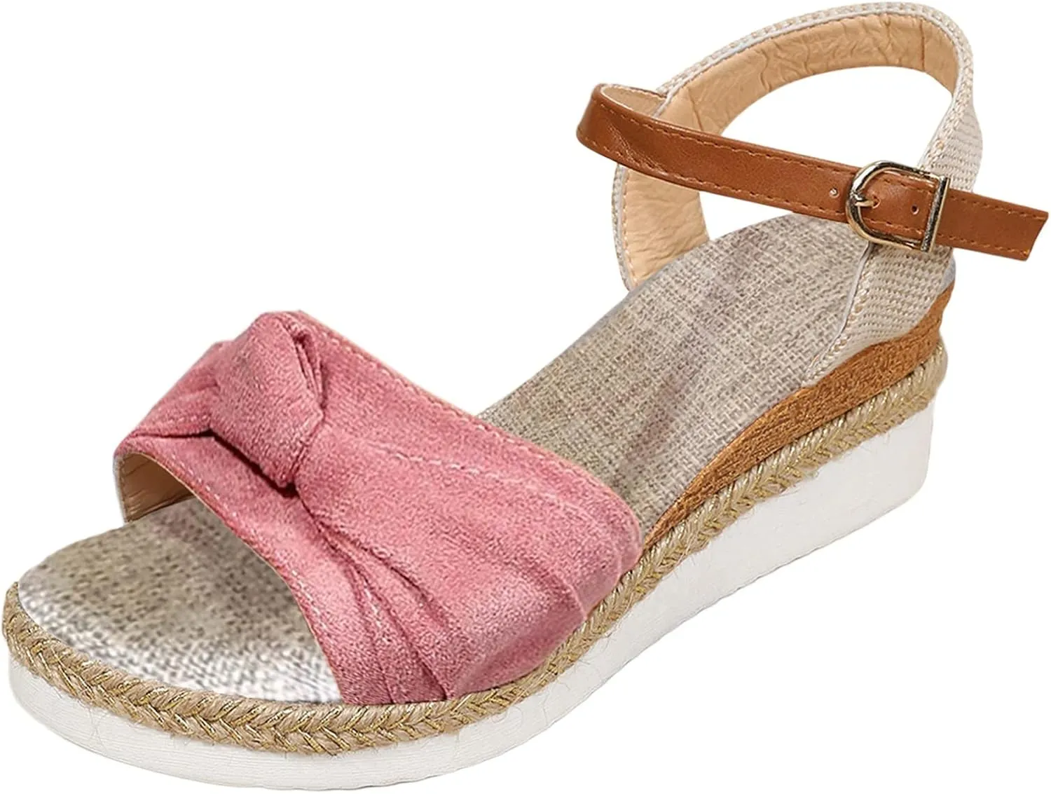 Eduavar Womens Sandals Comfortable, Sandals Women Comfortable Sandals with Ankle Strap Cute Bow Tie Peep Toe Sandals Shoes