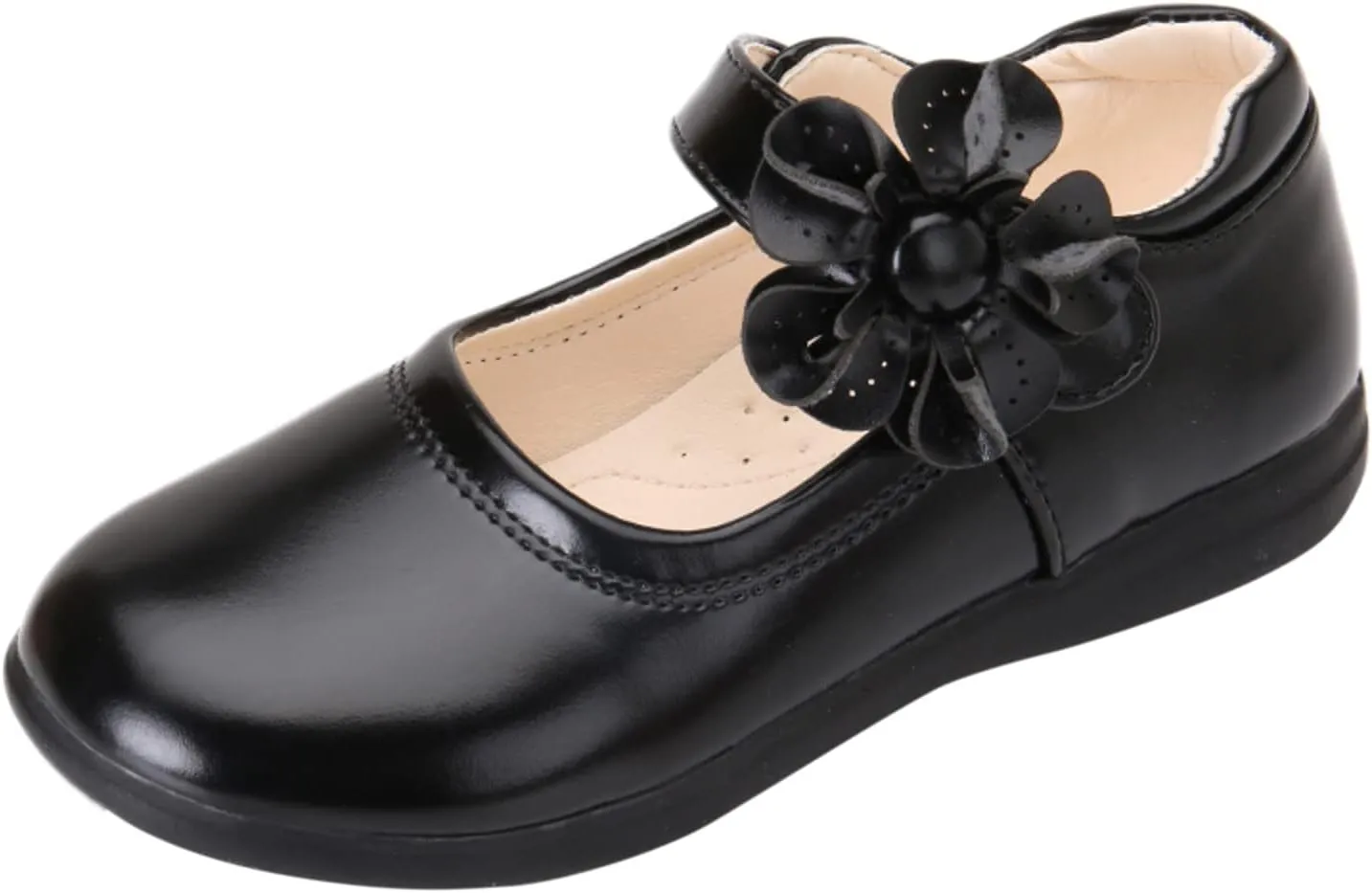 EnJoCho Baby Cute Girls Dress Shoes Shoes for Girls Comfortable PU Flats School Shoes for Mary Jane (Black-a#wer, 10-10.5 Years)