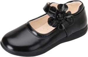 EnJoCho Baby Cute Girls Dress Shoes Shoes for Girls Comfortable PU Flats School Shoes for Mary Jane (Black-a#wer, 8.5-9 Years)