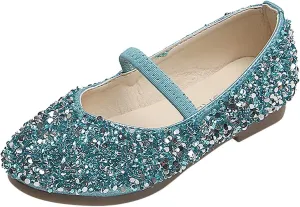 EnJoCho Baby Cute Girls Dress Shoes Shoes for Girls Comfortable PU Flats School Shoes for Mary Jane (Blue-b#wer, 2-2.5 Years)