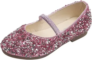 EnJoCho Baby Cute Girls Dress Shoes Shoes for Girls Comfortable PU Flats School Shoes for Mary Jane (Pink-b#wer, 6.5-7 Years)