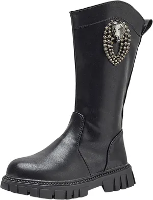 EnJoCho Baby Toddler Girls Boots Little Kid Shoes Knee Boots Children Ankle Boots Low Heel Booties Fashion Side Zipper Shoes