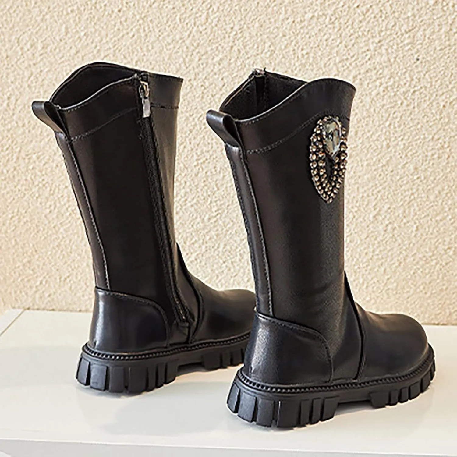 EnJoCho Baby Toddler Girls Boots Little Kid Shoes Knee Boots Children Ankle Boots Low Heel Booties Fashion Side Zipper Shoes