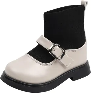 EnJoCho Children Single Shoes Toddler Girls Booties Little Kid Shoes Short Boots Girls Ankle Boots School Leather Shoes