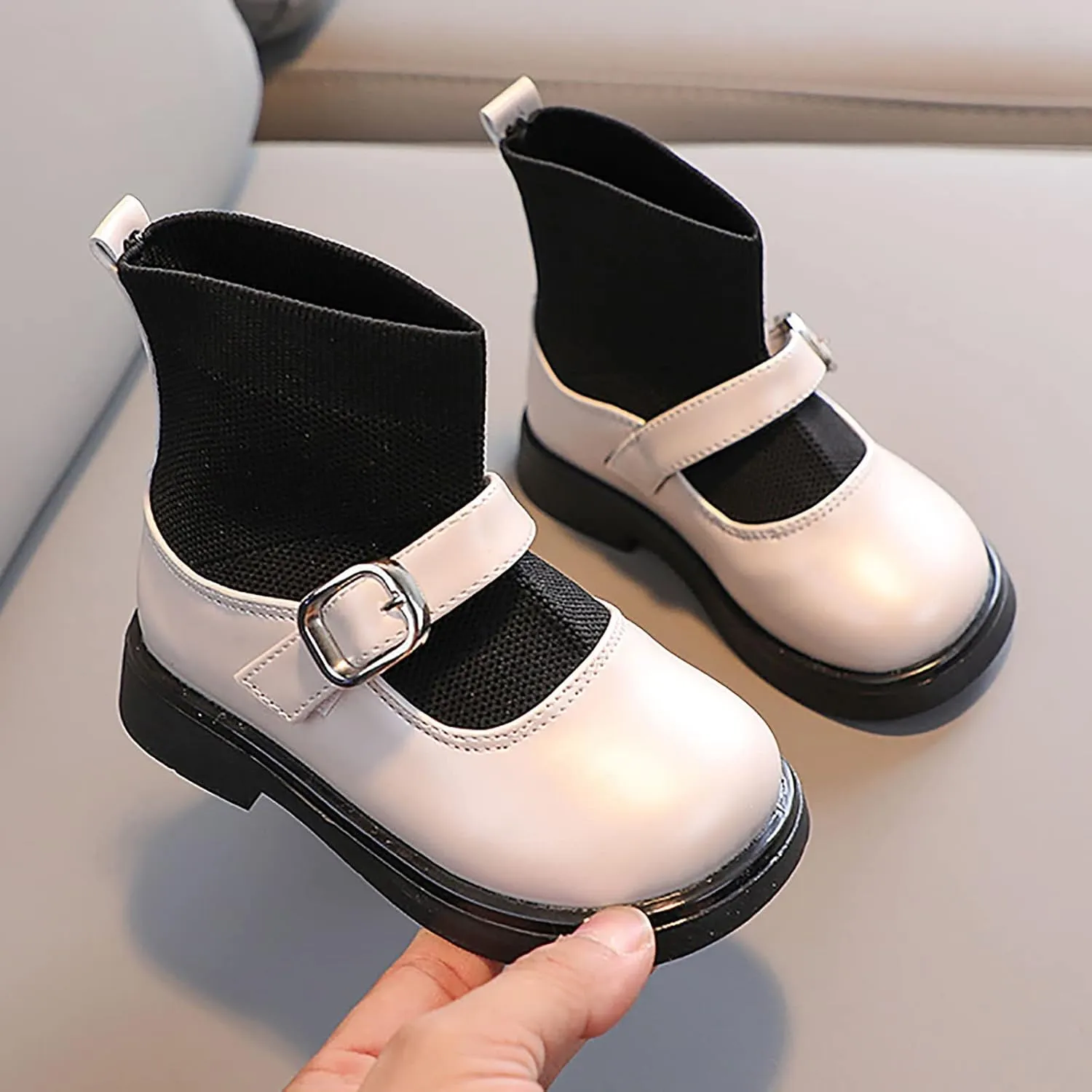 EnJoCho Children Single Shoes Toddler Girls Booties Little Kid Shoes Short Boots Girls Ankle Boots School Leather Shoes