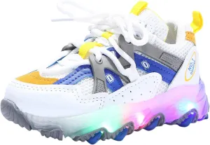 EnJoCho Toddler Girls Light Up Shoes Sneakers 1-7Years Baby Boys Letter Led Light Luminous Running Sport Boots Shoes (Blue-02#A, 6.5-7Years)