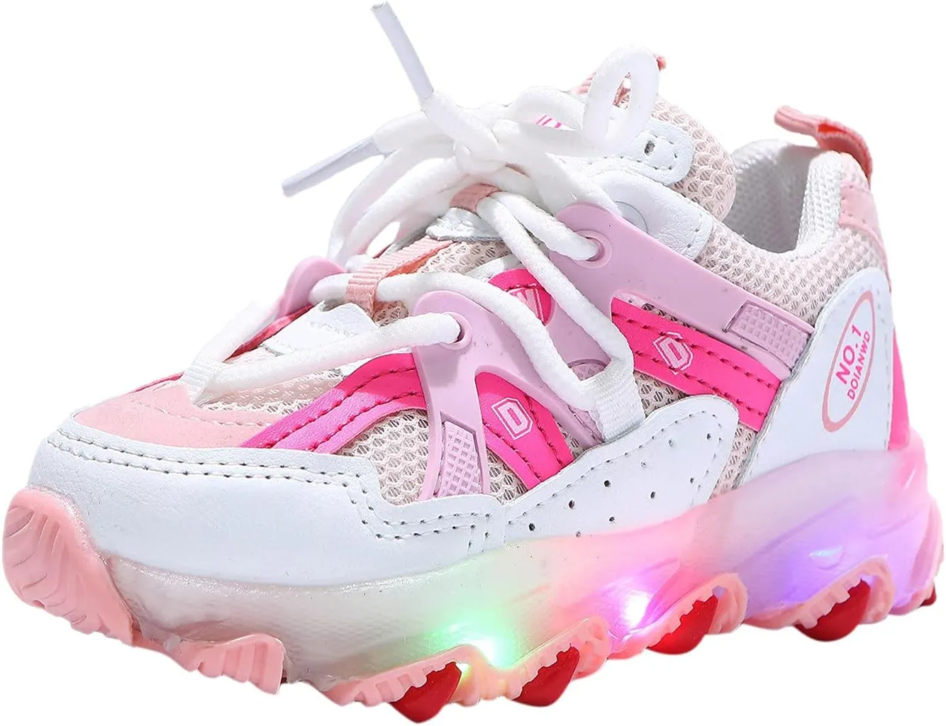 EnJoCho Toddler Girls Light Up Shoes Sneakers 1-7Years Baby Boys Letter Led Light Luminous Running Sport Boots Shoes (Pink-02#A, 6.5-7Years)