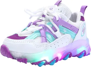 EnJoCho Toddler Girls Light Up Shoes Sneakers 1-7Years Baby Boys Letter Led Light Luminous Running Sport Boots Shoes (Purple-02#A, 3-3.5Years)