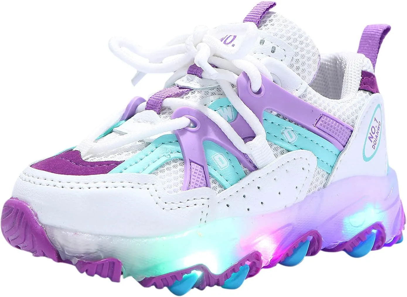 EnJoCho Toddler Girls Light Up Shoes Sneakers 1-7Years Baby Boys Letter Led Light Luminous Running Sport Boots Shoes (Purple-02#A, 3-3.5Years)