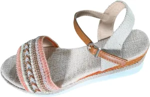 Espadrilles Wedge Sandals for Women Open Toe Dressy Platform Sandals Buckle Ankle Strap Stylish Wedges Comfortable and Soft Footbed