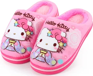 Everyday Delights Hello Kitty Kimono Plush Slippers for Girls Kids Children