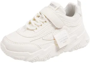 Fashion All Seasons Children Sports Shoes Girls Flat Sole Thick Sole Non Slip Light Lace Up Hook Loop Sneaker Size 5