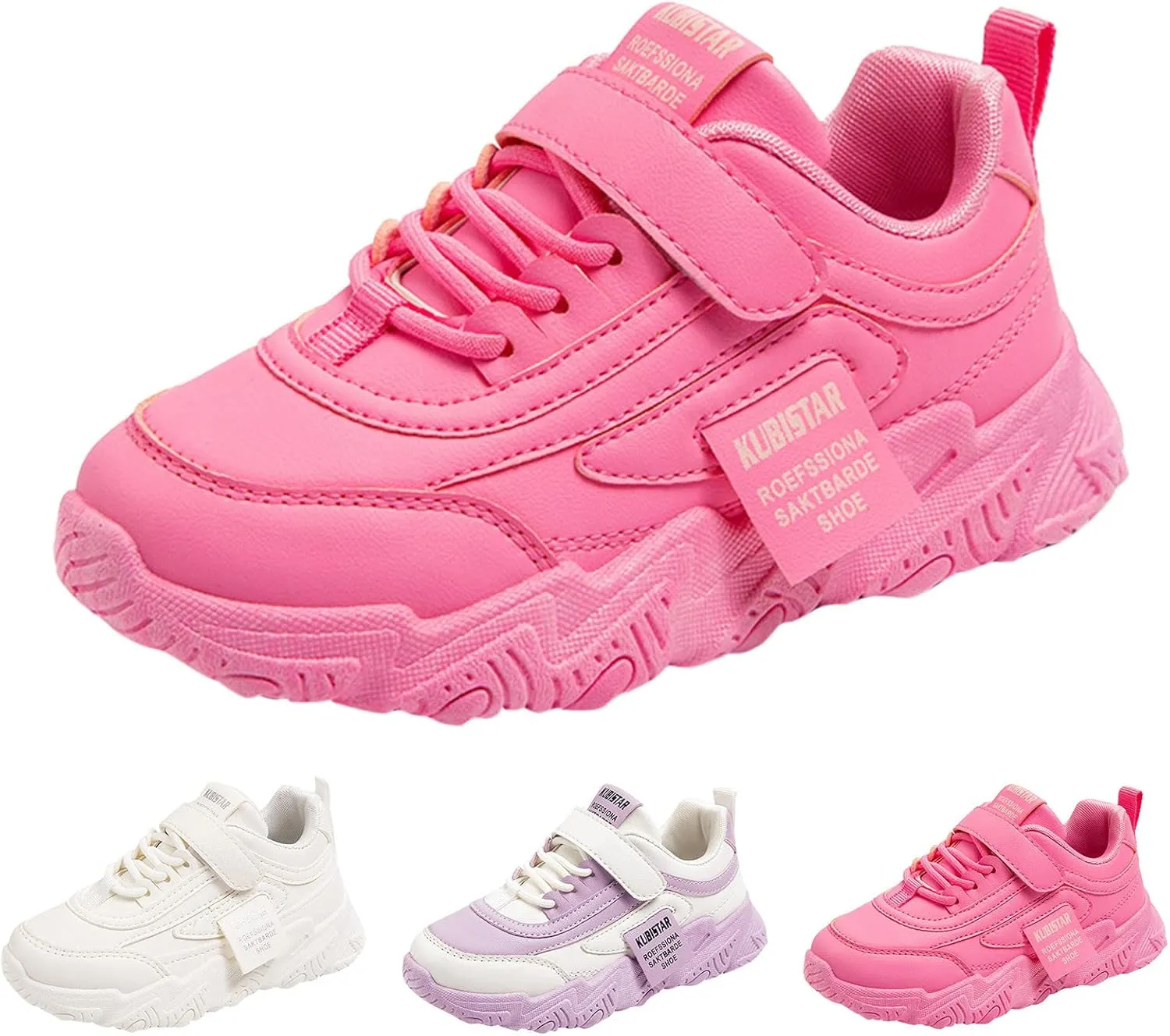 Fashion All Seasons Children Sports Shoes Girls Flat Sole Thick Sole Non Slip Light Lace Up Hook Loop Sneaker Size 5